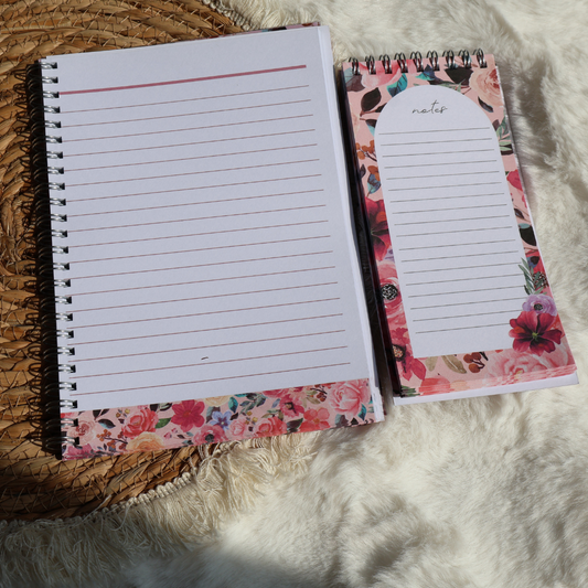 Rose Blush Notebook and Notepad - heart collection