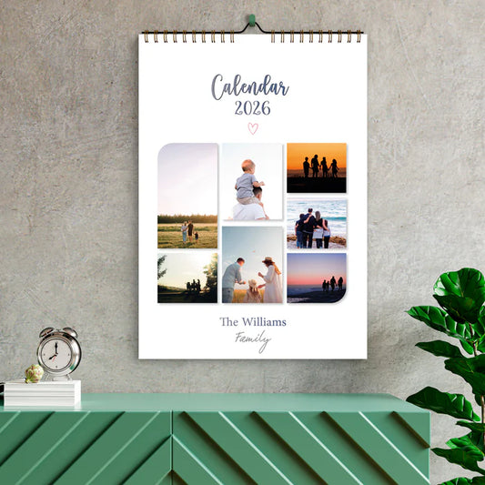 Personalized Photo Wall Calendar | Custom Family & Couple Calendar | Yearly Gift & Home Decor | Corporate