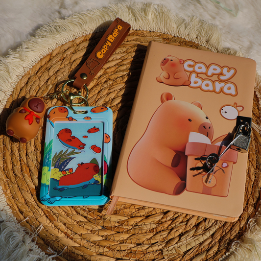 Capybara themed notebook & Keychain