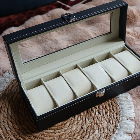 Watch Box Organizer for Men with Glass Display – 6 Slots watch box