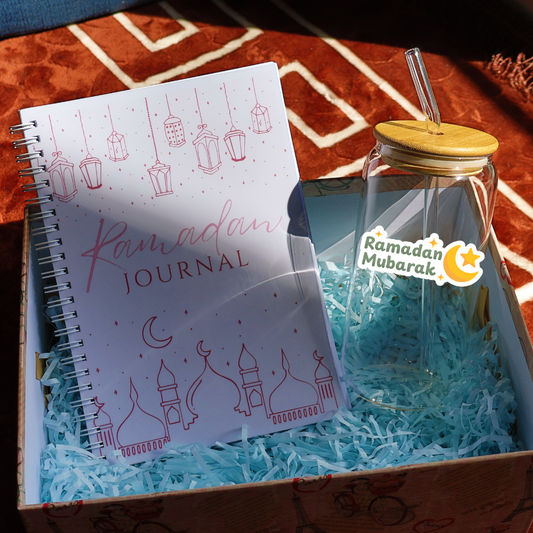 Ramadan Planner & Glass Tumbler – Islamic Journal Set for eid & ramadan