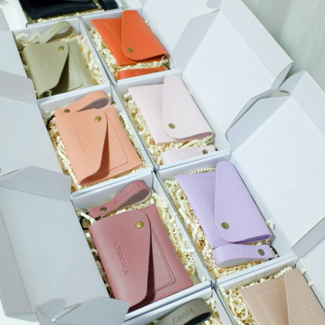 Personalized Leather Mini Pouch | Custom Name Coin Purse | Wedding , Corporate & Event Giveaways