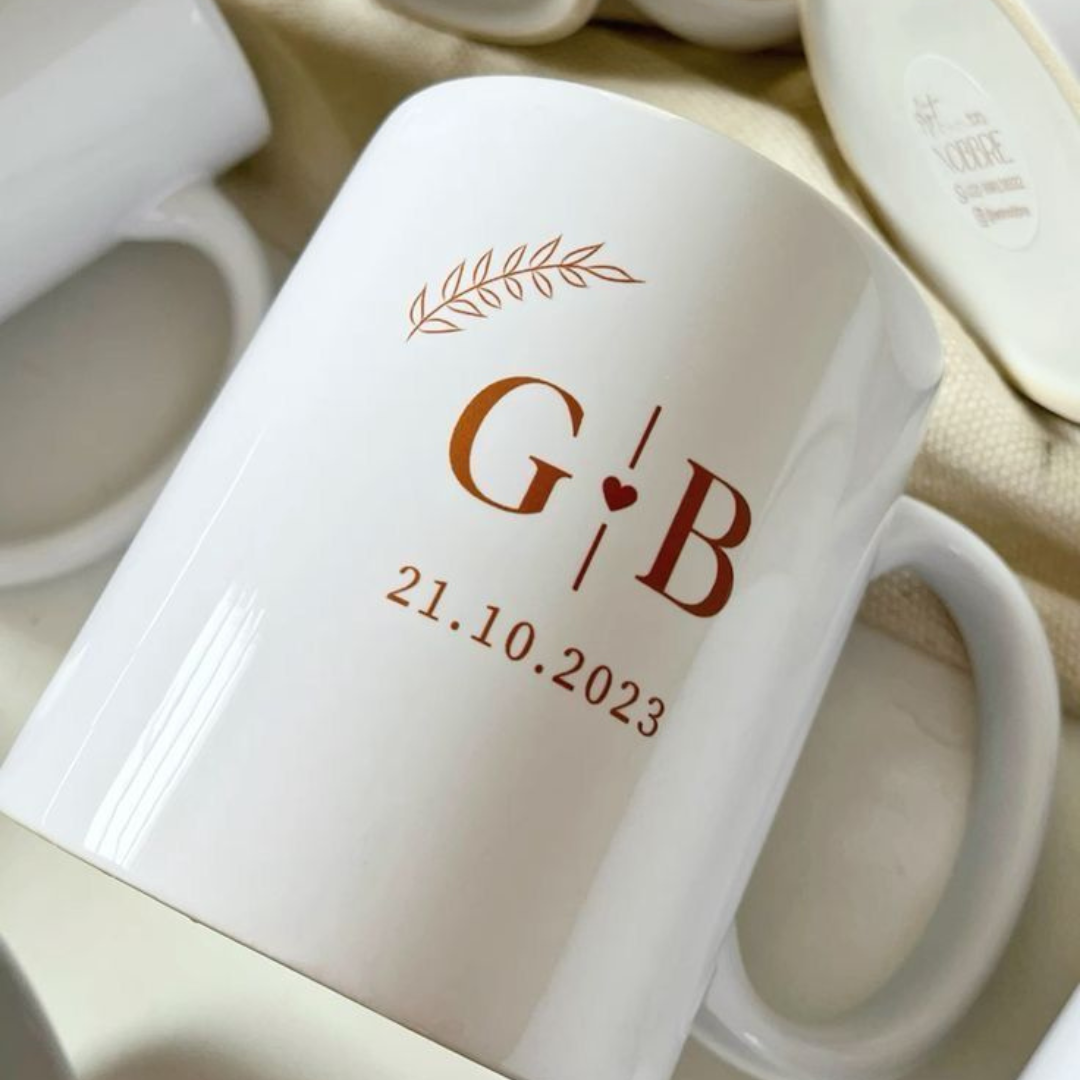 Personalized Ceramic Mug | Custom Name, Initial or Event Design | Wedding, Corporate & Gift Favors