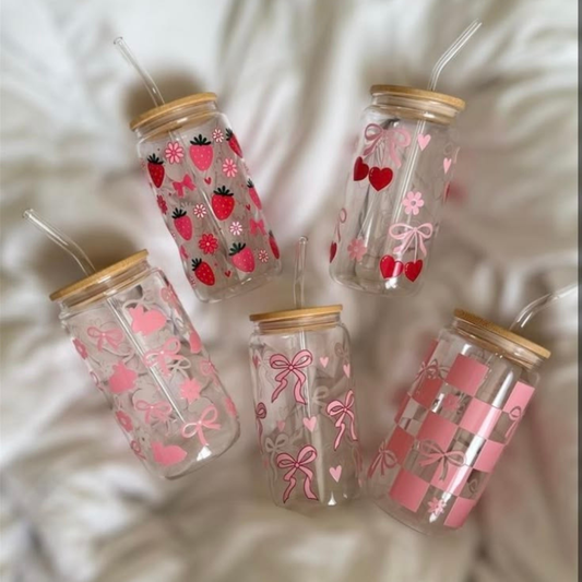 Personalized Glass Tumbler with Bamboo Lid & Straw | Clear or Frosted | Custom Name & Design Cup | Other